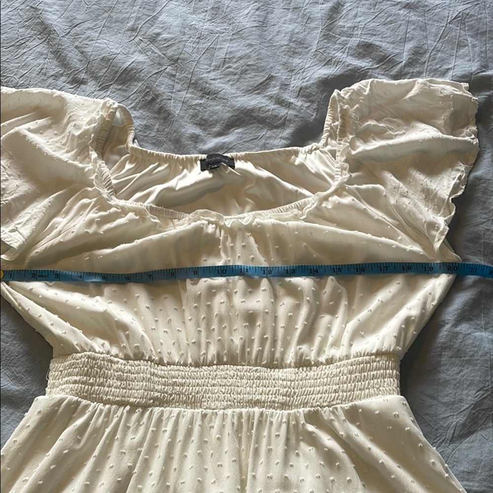 Warehouse One White Ruffled Midi Flutter Sleeve Sundress, size L - Picture 9 of 14
